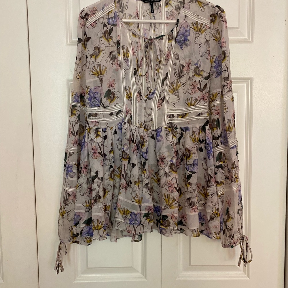 Marissa Web Silk Floral Summer Garden Blouse